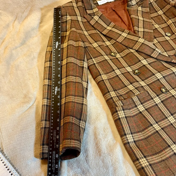 Vintage 80s Evan Picone Brown Plaid Double-Breasted Blazer M flaws 2 for $30 - Picture 10 of 16